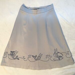 Miss Patina Mermaid Cat Silver Blue Knee Length Full A-line Skirt S MerCat Ariel